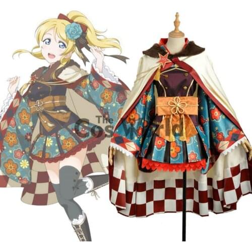 Love Live School Idol Project Ayase Eli Cloak Kimono Yukata Dress Uniform Outfit Anime Cosplay Costumes