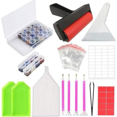5D Diamond Painting Tools and Accessories Kits Diamond Mosaic Art Embroidery Tool Set Pen Clay Tray Tweezers Sticker Storage Box