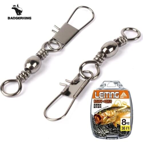 36pcs/lot anti-rust snap swivel carp fishing accessories stainless steel barrel safety snap tackle set for sea fishing accessory