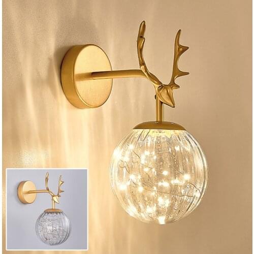 1 Piece Nordic Glass Wall Lamp Ball Shaped Lampshade Night Light for Living Room Bedroom Dressing Table