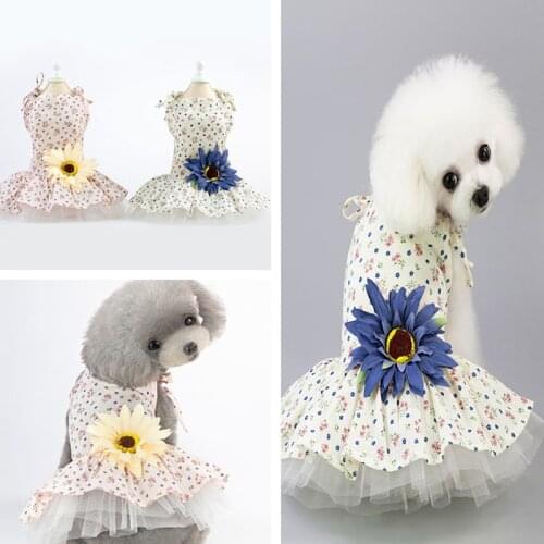 New thin Pet dog cat dress for small cats dogs clothing casual cute cartoon puppy light and breathable Dog Daisy Clothes