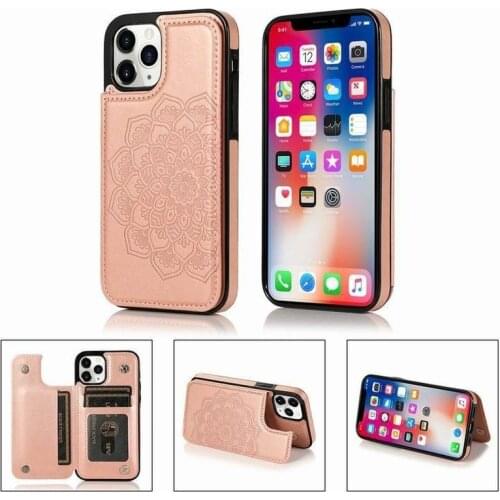 Suitable for Iphone12pro Max Mandala Embossed Leather Case 7/6P Xs XR Double Magnetic Buckle Bracket Phone Case