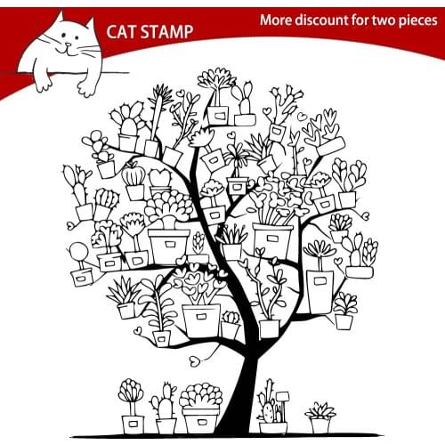 Potted plant Tree Clear Stamps For Scrapbooking Card Making Photo Album Silicone Stamp DIY Decorative Crafts