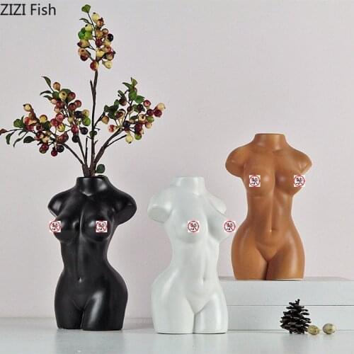 Modern Body Art Vase Nude Girl Living Room Flower Arrangement Decor Abstract Bust Portrait Flower Vase Home Decoration Accessory
