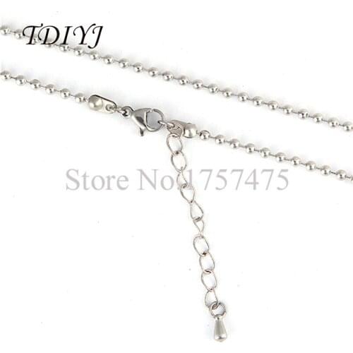TDIYJ New Arrival 2.4mm*80cm Stainless Steel Rolo Link Ball Chain for My Coin Pendant Necklace as Women Gifts 10pcs
