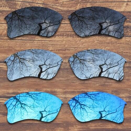 ToughAsNails 3 Pairs Black.Silver.Blue Polarized Replacement Lenses for Oakley Flak Jacket XLJ Sunglasses