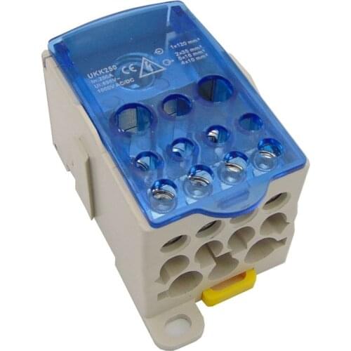 UKK250A Din Rail 1 in N Out Terminal Block Distribution Box Universal Power Junction Box Electric Wire Connector gangbei