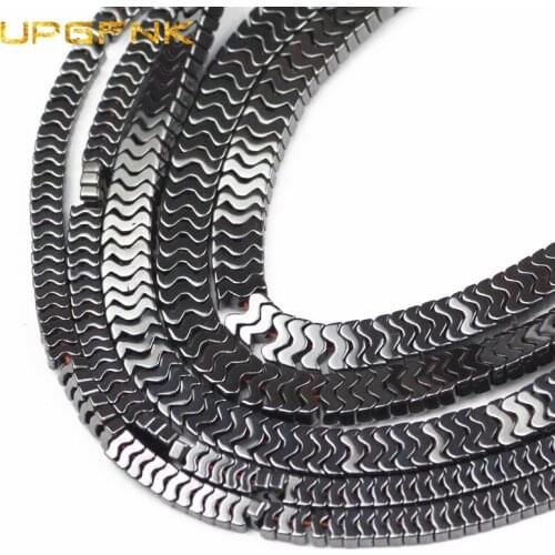 UPGFNK natural stone Black Hematite Wave Charm Loose Spacer Beads For Jewelry Bracelet Necklace Making DIY accessories 4/6MM