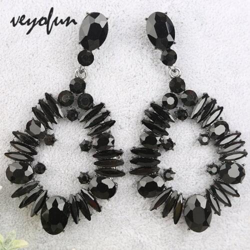 Veyofun Classic Hollow Crystal Drop Earrings Elegant Bridal Dangle Earrings Fashion Jewelry for Women Gift