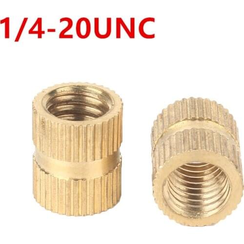 High-quality 1/4-20UNC Braas insert nut Injection Molding Brass Knurled Thread Inserts Nuts (Outside Diameter 9mm)