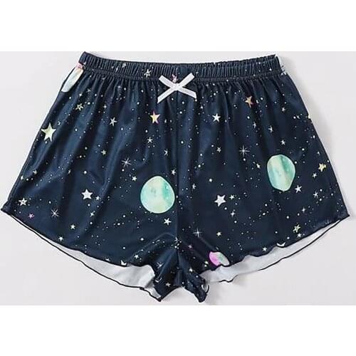 Womens Sleep Short Pants Pockets Ruffle Satin Summer Sexy Pajamas Shorts Women Sleepwear Loose Plus Size Night Bottoms #T1P