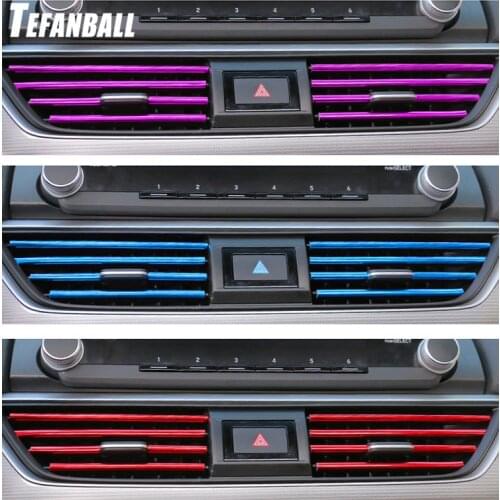10PCS/Set Car Styling Mouldings 20cm Interior Air Vent Grille Switch Rim Trim Outlet Scratch Guard Protector Car Styling Strip
