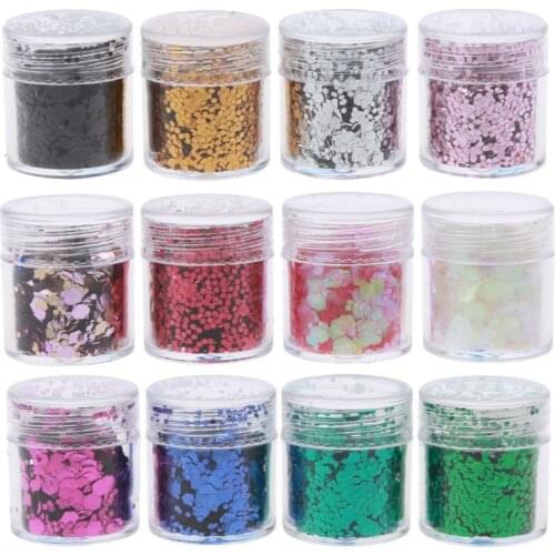 12 Colors Mixed Holographic Chunky Glitter Face Body Eye Hair Nail Resin Sequins