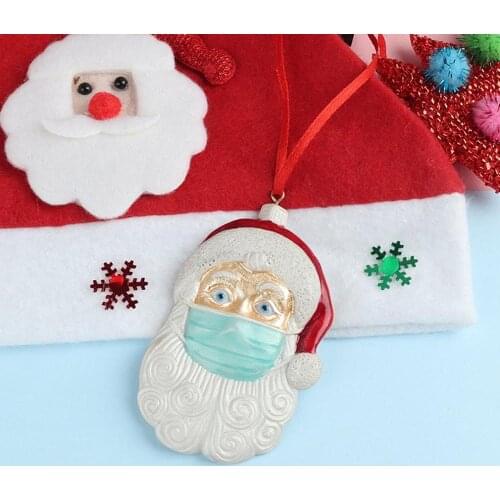 2020 Family Christmas Ornament Face Mask Snowman DIY Christmas Tree Pvc Hanging Pendant Santa Claus Christmas Decoration Gifts