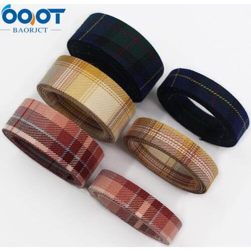 20918-1021,1“ And5/8” 5YShirt tie Plaid Fabric double-sided Cloth Ribbon Diy Handmade Bow RibbonCloth material webbing