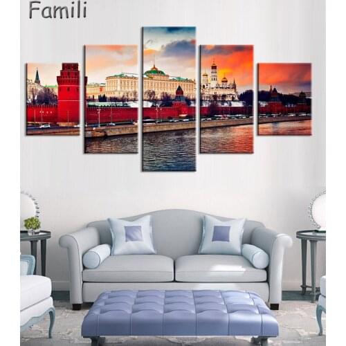 45Pieces New High Quality Russia Moscow Kremlin Art Prints Canvas Painting By City Picture Digital Purple Oil Style No Unframedl