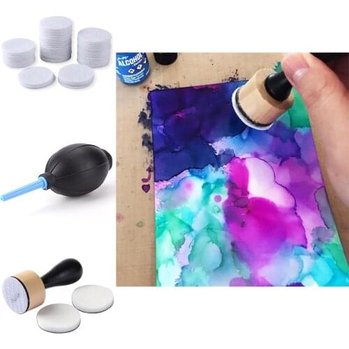 50pcs/set Replacement Felts Alcohol Ink Mini Applicator Tool for DIY Color Ink Project Scrapbooking Paper Cards Making Template