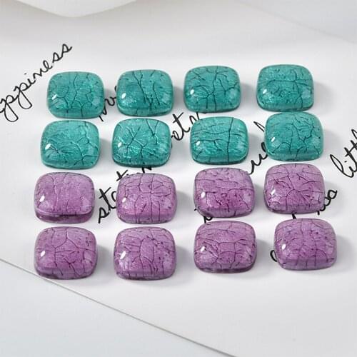 50pcs/lot 16mm color color crack pattern geometry square shape flatback resin bead diy jewelry earring/garment pendant accessory