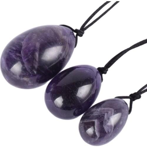 Drill Amethyst Massage Egg 3 Pcs /Set Yoni Ball Natural Crystal Jade Kegel Vaginal Exercise Tool Pelvic Floor Muscle Health
