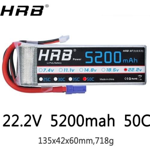 HRB Lipo 6S Battery 22.2V 5200mah XT90 T Deans XT60 EC5 TRX Plug 50C For RC FPV Heli Airplanes Buggy Cars Truck Bait Boats Parts