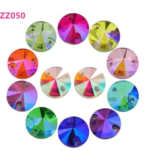 Glitter Crystal Sew On Rhinestone Diy Colorful Dress Stones round Shape Glass Rhinestones For Clothing ZZ050
