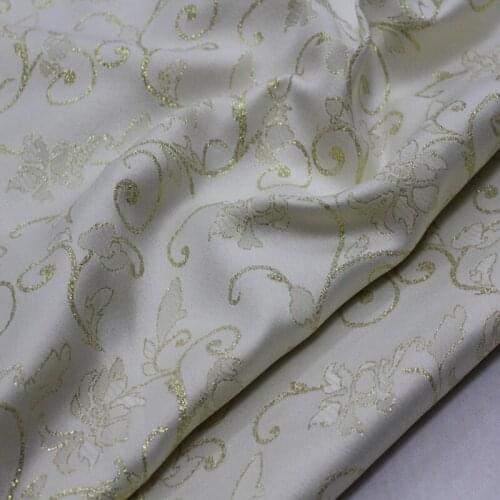 CF606 150cm Width White Elegant Chinese Silk Brocade Jacquard Fabric Kimono Dress Fabric Table Cloth Cushion Pillow Curtain