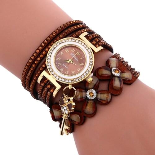 Fulaida Watch For Women Casual Fashion Brand Chimes Diamond Leather Bracelet Brown Female Quartz Wrist Watches montres femme 30
