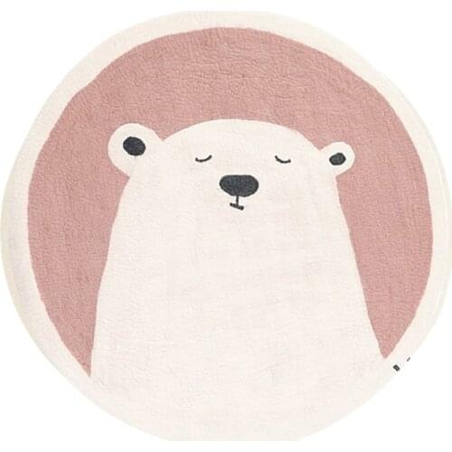 Baby Play Mat Crawling Carpet Kids Room Floor Rug Round Cartoon Bear Printed Game Pad Playmat Nursery Decoration G2AE