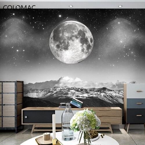 Colomac Custom Starry Sky Moon Bedroom Background Wallpaper Snow Mountain Landscape Mural Home Decor Modern Drop Shopping