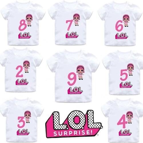 LOL Surprise T-shirt Doll Number 1-9 Cute Kids Summer Clothes Fall Boutique Outfits Baby Girl Graphic Shirts Short Sleeve Tops