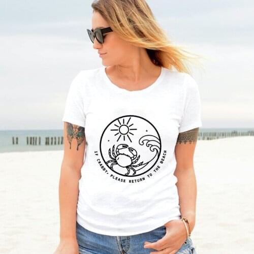 If Crabby Please Return To The Beach T-shirt Cute Summer Vacation Tshirt Funny Women Vacay Ocean Top Tee Shirt