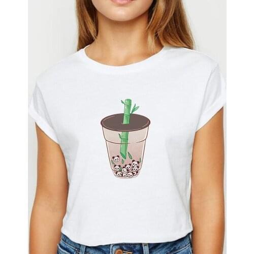 Fashion Tea With Milk Tshirt Harajuku Spring Summer vestidos T shirt Women Comfortable Womens shirt White O-Collar T-shirts