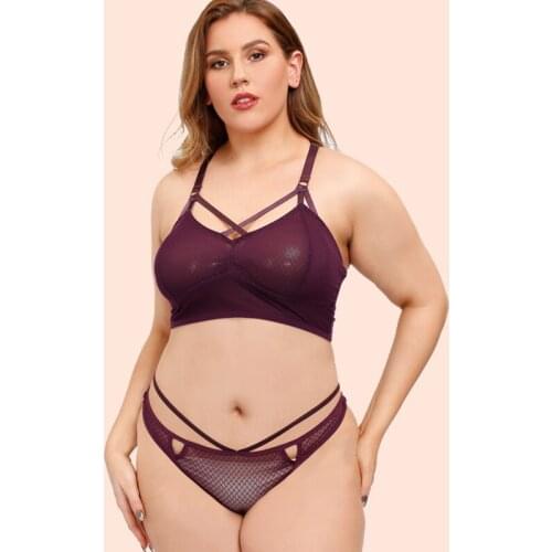 Hot Sexy Lingerie Lace Bralette With Thong Set Womens Plus Size Bras Wireless Underwear 38 40 42 44 D DD G Cup Seamless 2020