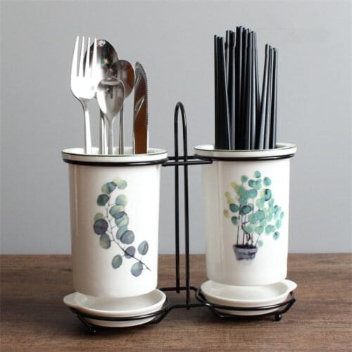 Nordic Ceramic Spoon Chopsticks Rack Bucket White Porcelain Tableware Holder Knife Fork Storage Box Kitchen Utensils Organizer