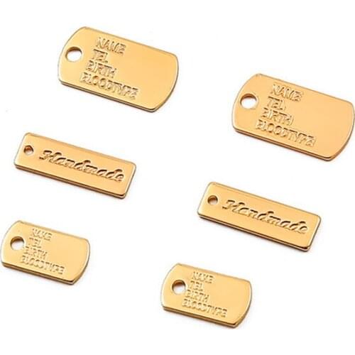 2Pcs 18K Gold Plated Copper Small Tags For FashionPendant Necklace Women Geometric Necklace DIY Jewelry Findings