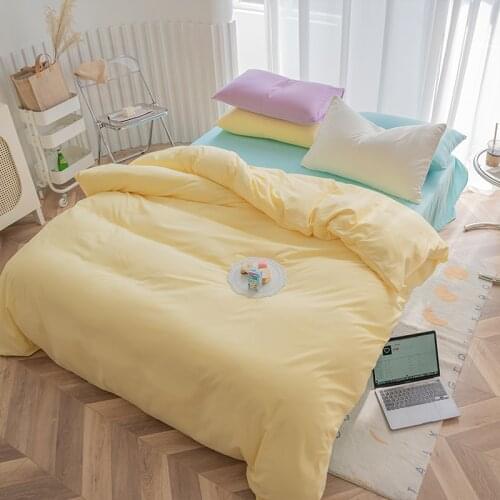 Bright Yellow Bedding Set Solid Color Duvet Cover Sets Bed Sheet Pillowcases Modern Girls Bedclothes Twin Full Queen Size 3/4PCS
