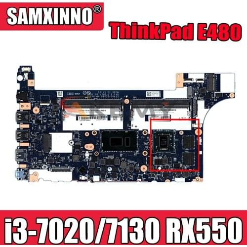For Lenovo Thinkpad E480 E580 R480 notebook motherboard EE480 EE580 NM-B421 CPU i3-7020 i3-7130+GPU RX550 100% test FRU 01LW188