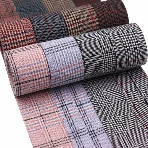 L-20918-1027Multi-size 5YShirt tie check cloth Double-sided Ribbon, Diy Handmade Bow Hair Ornament ribbon Fabric webbing