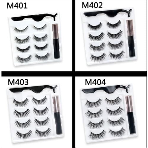 New M4 style Magnetic Eyelashes 3D False Mink Eyelashes Magnet Lashes Magnetic Eyeliner&Tweezer Set Makeup pestañas magneticas