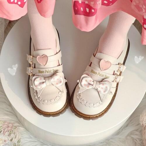 Fashion Luxury Lolita Shoes Jk Uniform Low Heel Round Head Cute Cosplay Anime Goth Kawaii Lace Bow Buckle Student Young Girls