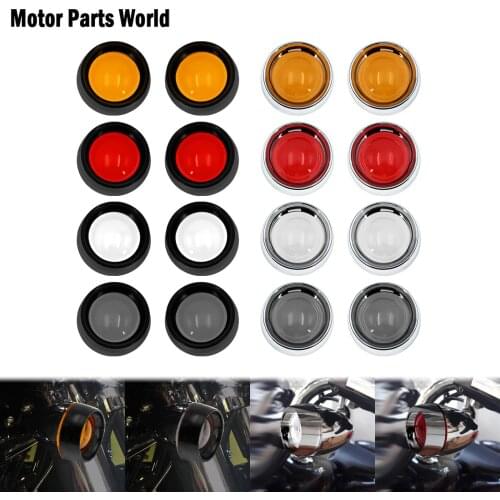 Motorcycle Turn Signal Lens Black/Chrome Trim Ring Visor For Harley Touring Street Glide FLHR Dyna Sportster XL883 1200 Softail