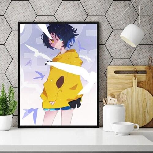 Wall paintings print wonder egg priority japanese anime girl figure poster home lving bedroom decoration wall art photo frames