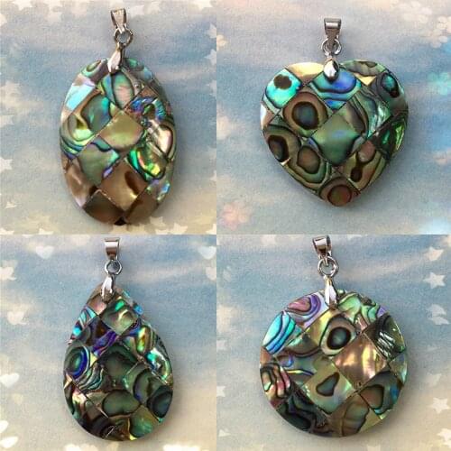 Natural Paua Abalone Shell Beads Love Heart Necklace Pendants For Best Friends Lover DIY Body Jewelry Gift