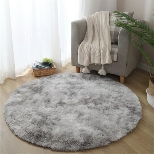 Nordic Tie Dye Round Fluffy Rugs For Bedroom Large Shaggy Carpet Living Room Soft Side Table Rug Floor Tents Mat Kids Children