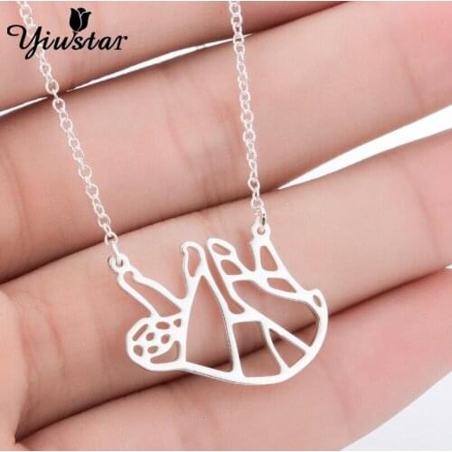 Fashion Stainless Steel Pendant Necklaces for Women Christmas Gifts Chains Necklace Hollow Lattice Sloth Wildlife Animal Jewelry