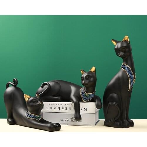 Resin Cat Statue Sculpture Decoration Nordic Home Decor Figurines Interior Tabletop Decor Office Home Living Room Art D