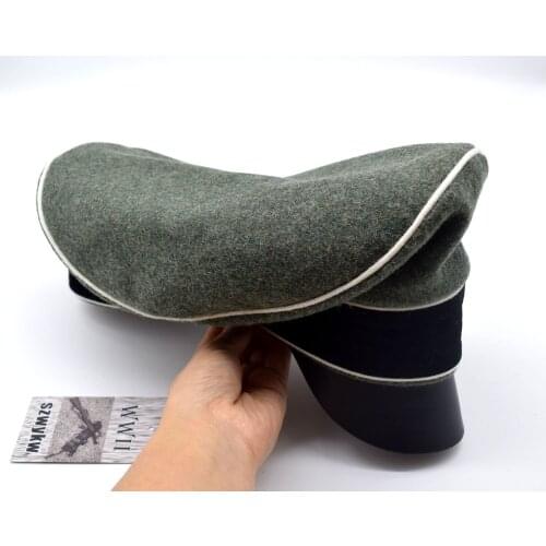 Replica WW2 German Army Field Marshals Generals Officers Crusher Field Visor Cap W Hat Sweat Ring Made Leather M 57cm