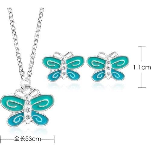 RONGQING 1pcs butterfly earrings Necklace suit Animal fashion for Women