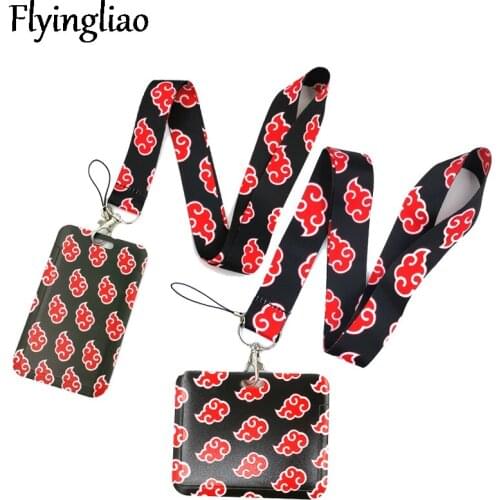 Clouds Anime Lanyard Credit Card ID Holder Bag Student Women Travel Card Cover Badge Car Keychain Decorations