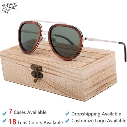 Womens Classic Pilot Sunglasses Wood Polarized G15 UV Protection Aviador Sunglass for Women Sunglasses 2020 Brand Designer GB136